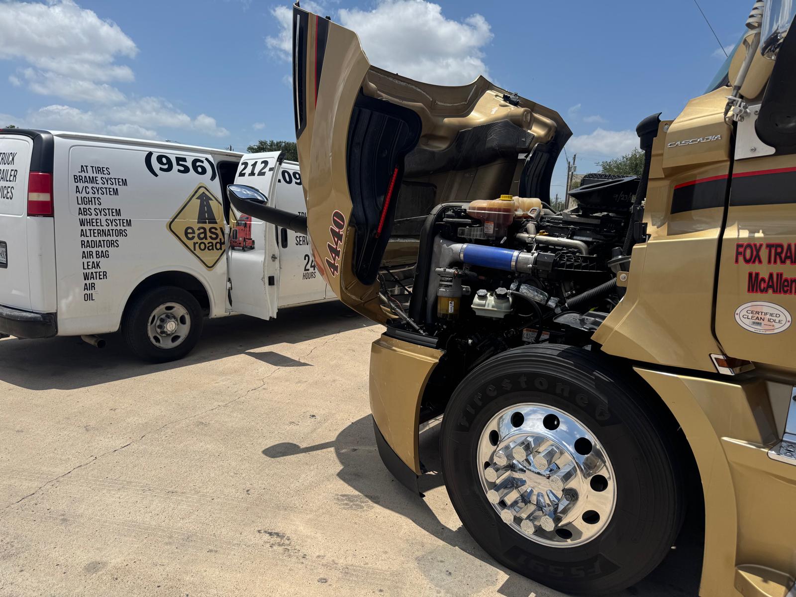 Engine bay service — Freightliner Cascadia